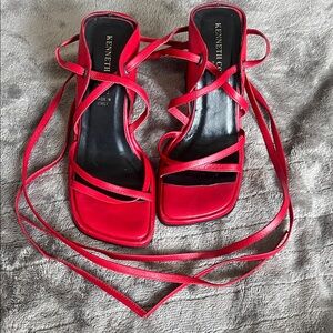 Kenneth Cole New York Women's Bold Red Lace-Up Heels size 5 1/2